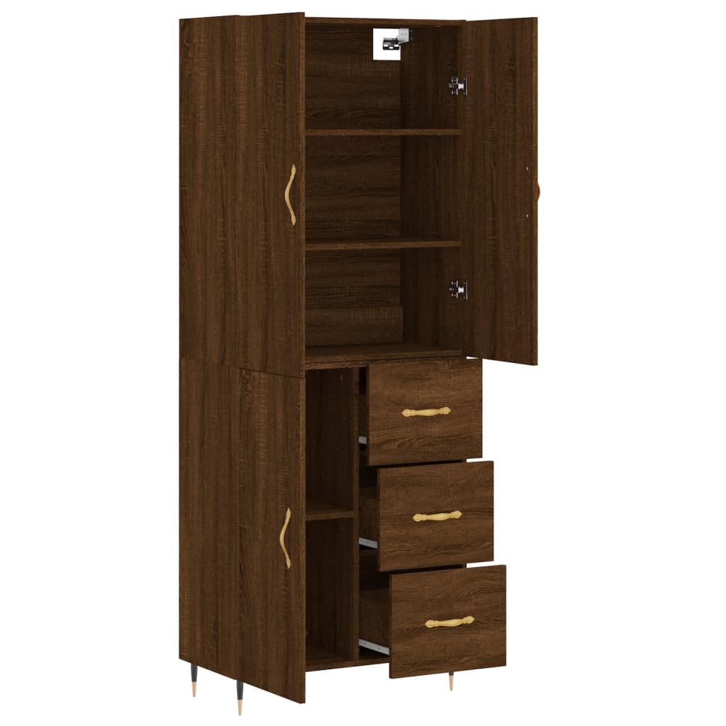 vidaXL Skříň highboard hnědý dub 69,5 x 34 x 180 cm kompozitní dřevo