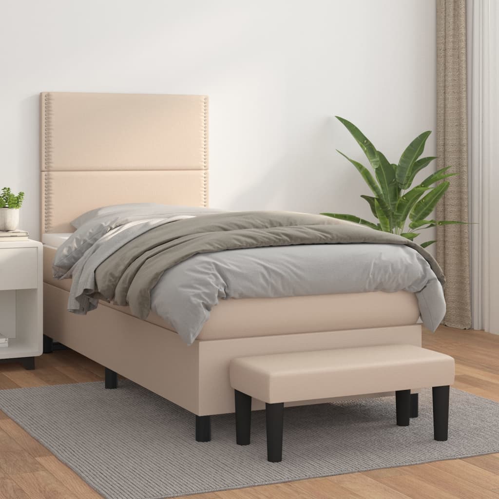 vidaXL Box spring postel s matrací cappuccino 80 x 200 cm umělá kůže