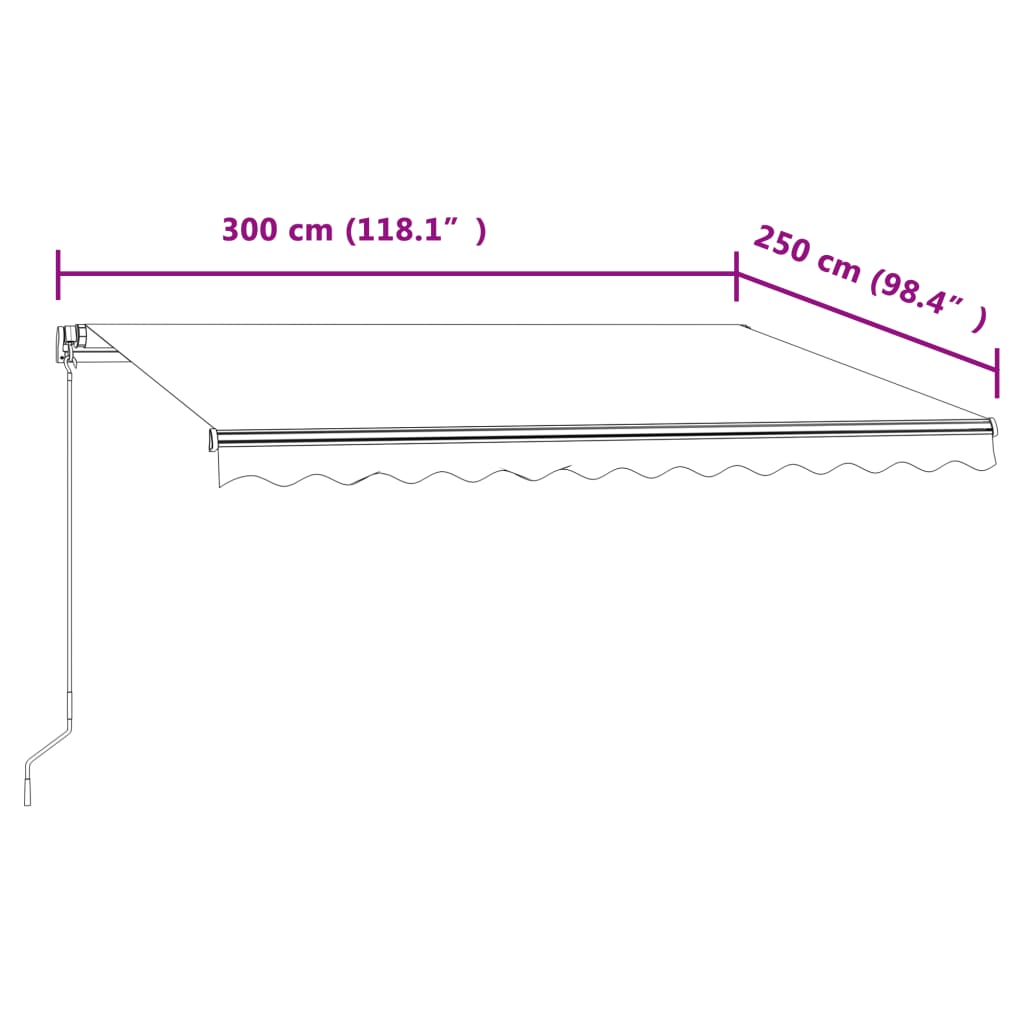 vidaXL Automatická zatahovací markýza 300 x 250 cm oranžovo-hnědá