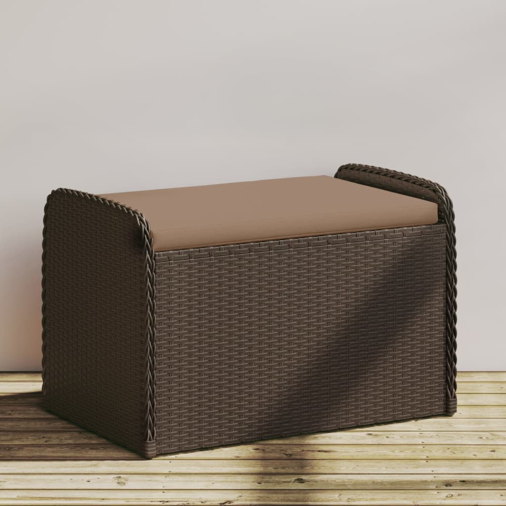 vidaXL Úložná lavice s poduškou hnědá 80 x 51 x 52 cm polyratan