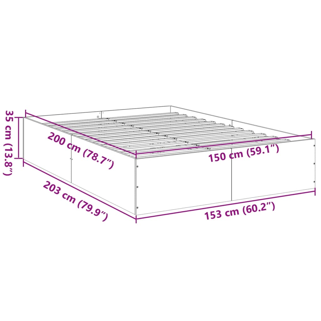 vidaXL Rám postele hnědý dub 150 x 200 cm kompozitní dřevo