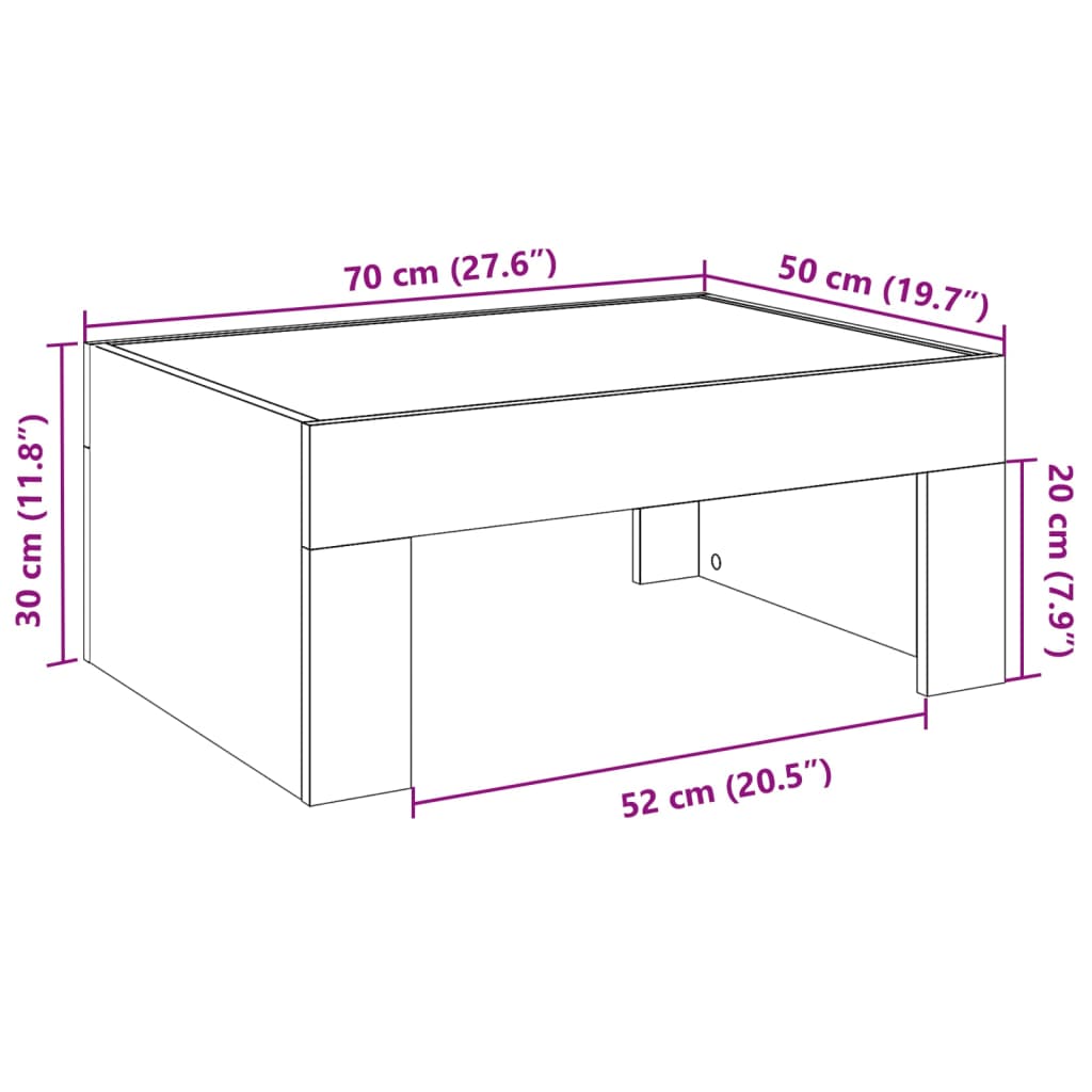 vidaXL Konferenční stolek s Infinity LED dub sonoma 70 x 50 x 30 cm