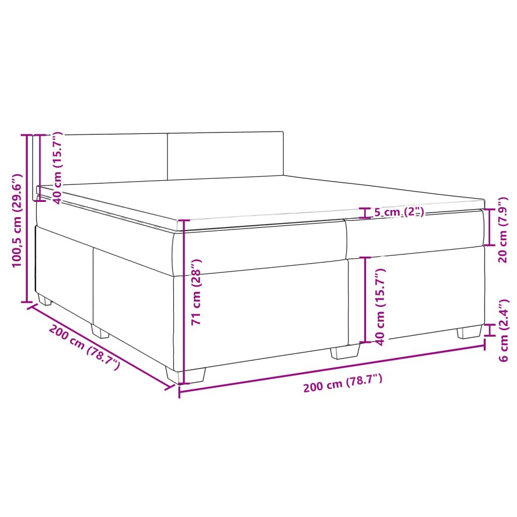 vidaXL Box spring postel s matrací světle šedá 200x200 cm samet