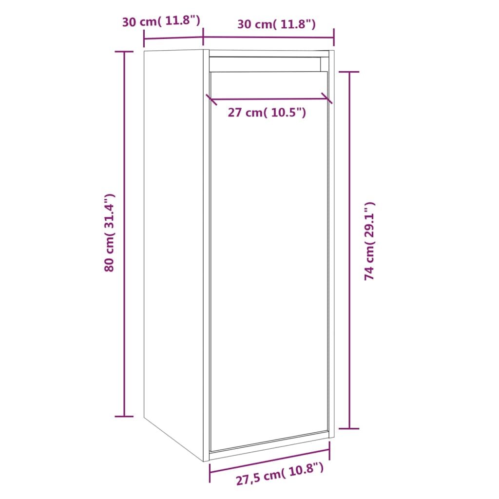 vidaXL Nástěnné skříňky 2 ks 30 x 30 x 80 cm masivní borovice