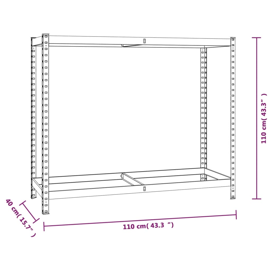 vidaXL 2patrové regály na pneumatiky 4 ks stříbrné 110x40x110 cm ocel