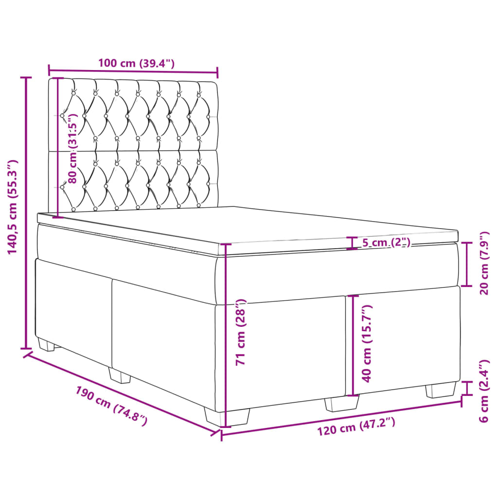 vidaXL Box spring postel s matrací modrá 120 x 190 cm samet