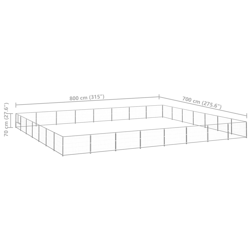 vidaXL Psí kotec stříbrný 56 m² ocel