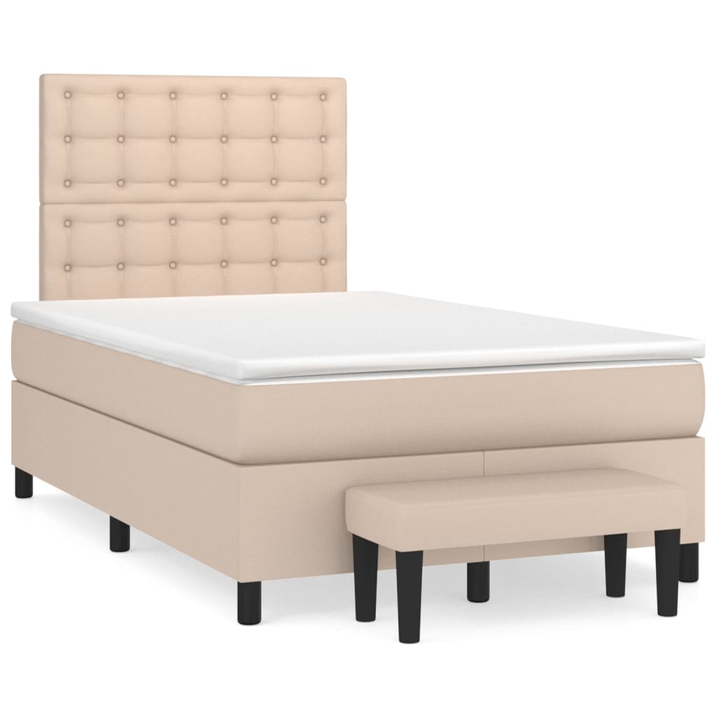 vidaXL Box spring postel s matrací cappuccino 120x200 cm umělá kůže