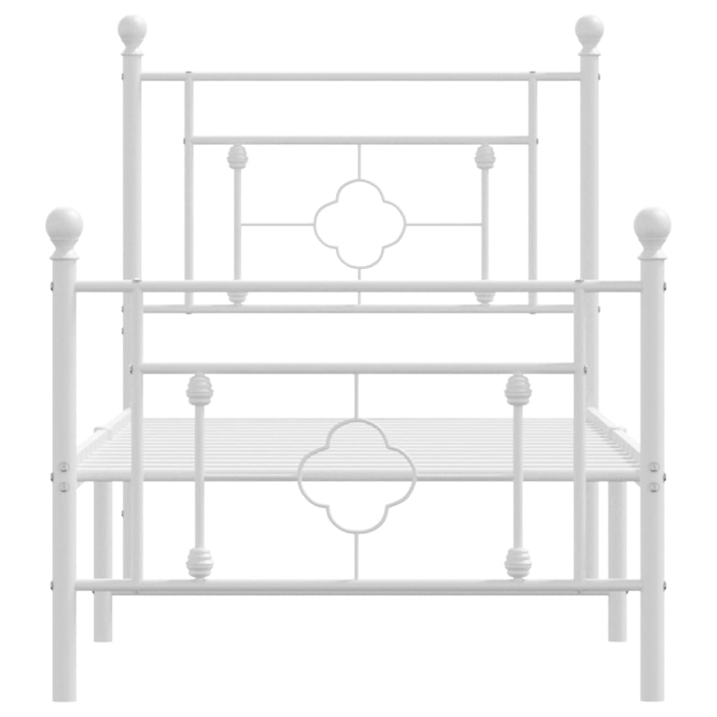 vidaXL Kovový rám postele s hlavovým a nožním čelem bílý 80 x 200 cm