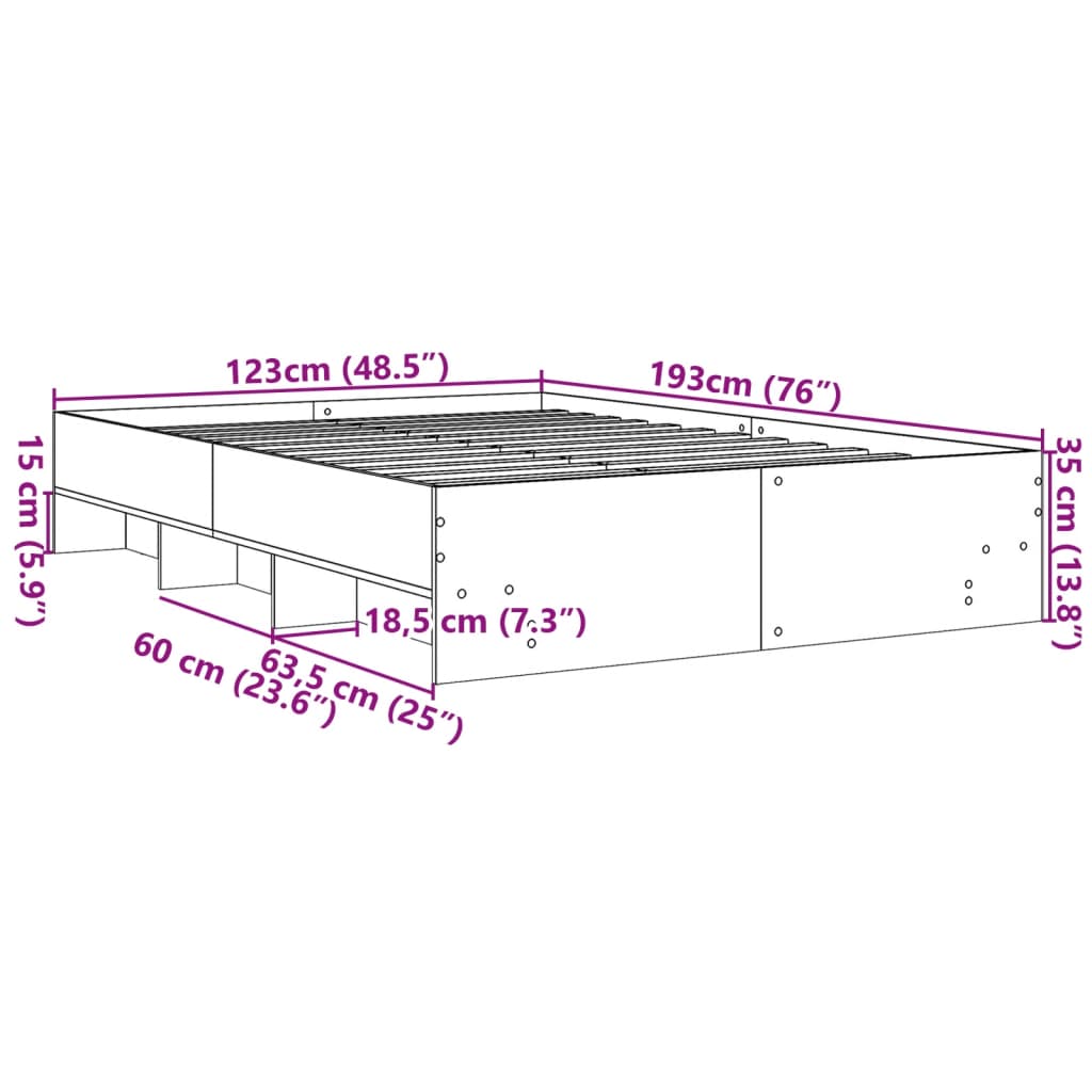 vidaXL Rám postele bílý 120 x 190 cm kompozitní dřevo