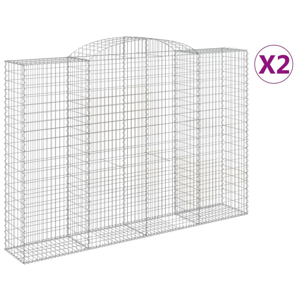 vidaXL Klenuté gabionové koše 2 ks 300x50x200/220cm pozinkované železo