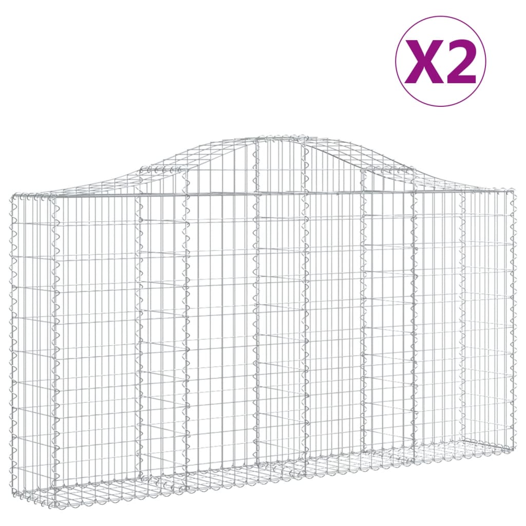 vidaXL Klenuté gabionové koše 2 ks 200x30x100/120cm pozinkované železo