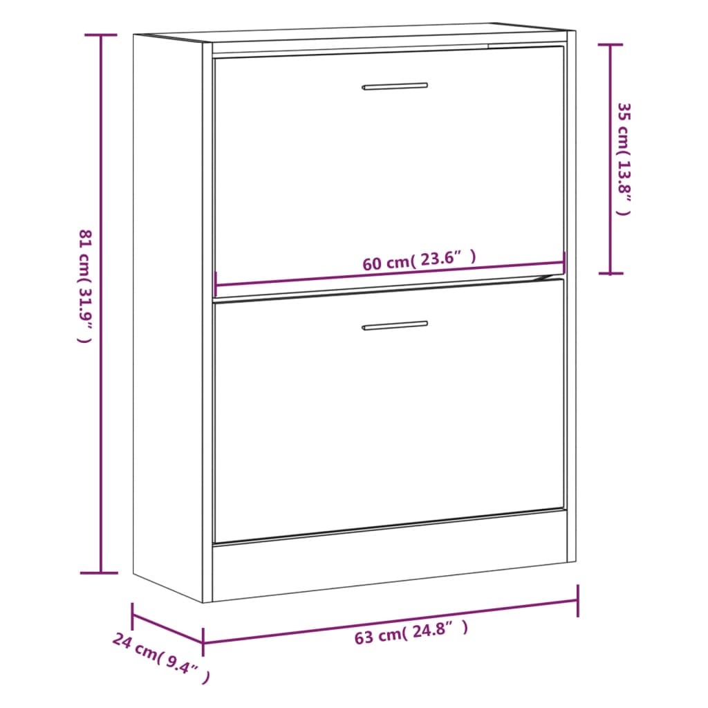 vidaXL Botník hnědý dub 63x24x81 cm kompozitní dřevo