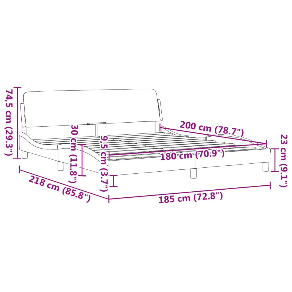 vidaXL Rám postele s čelem černý a bílý 180 x 200 cm umělá kůže