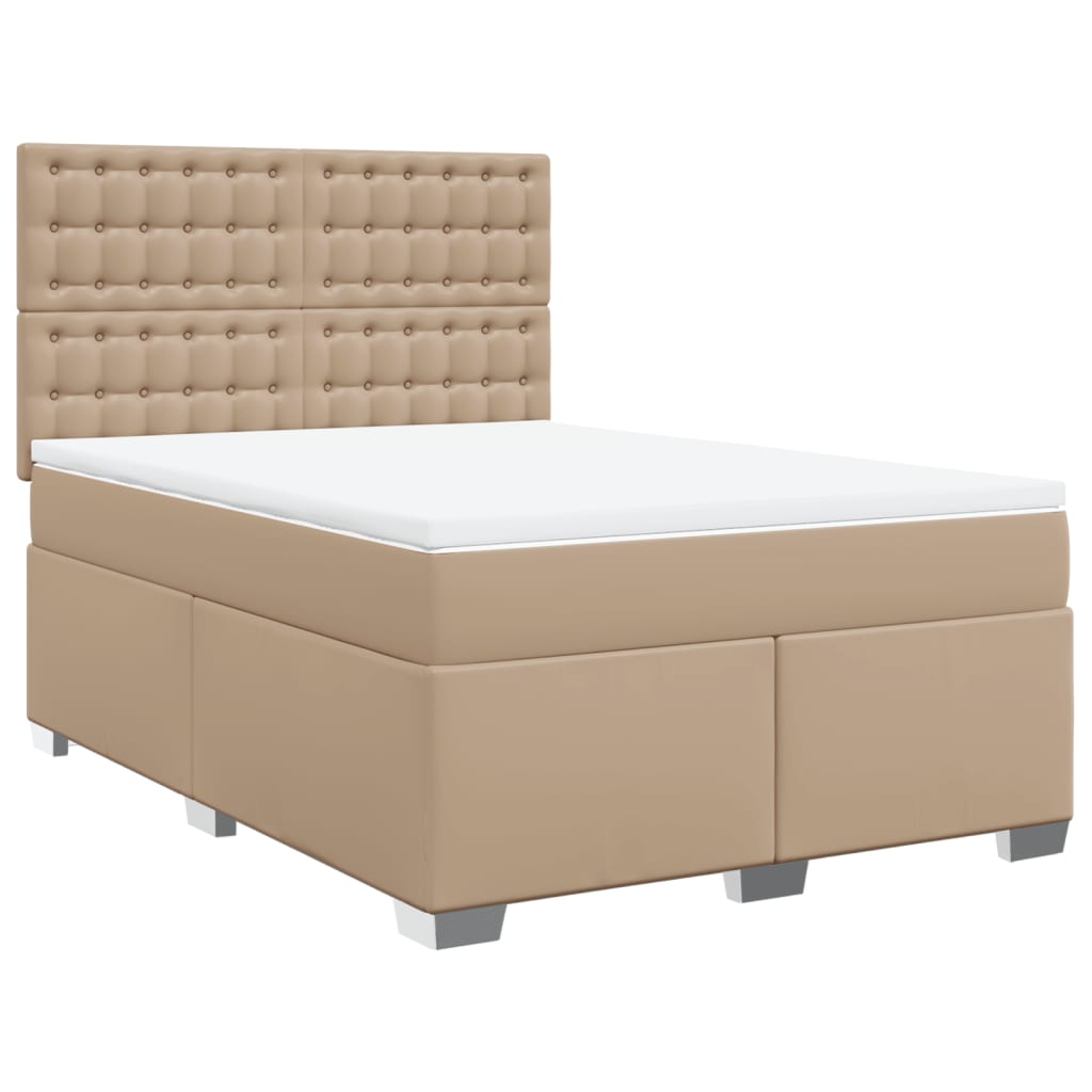 vidaXL Box spring postel s matrací cappuccino 140x200 cm umělá kůže