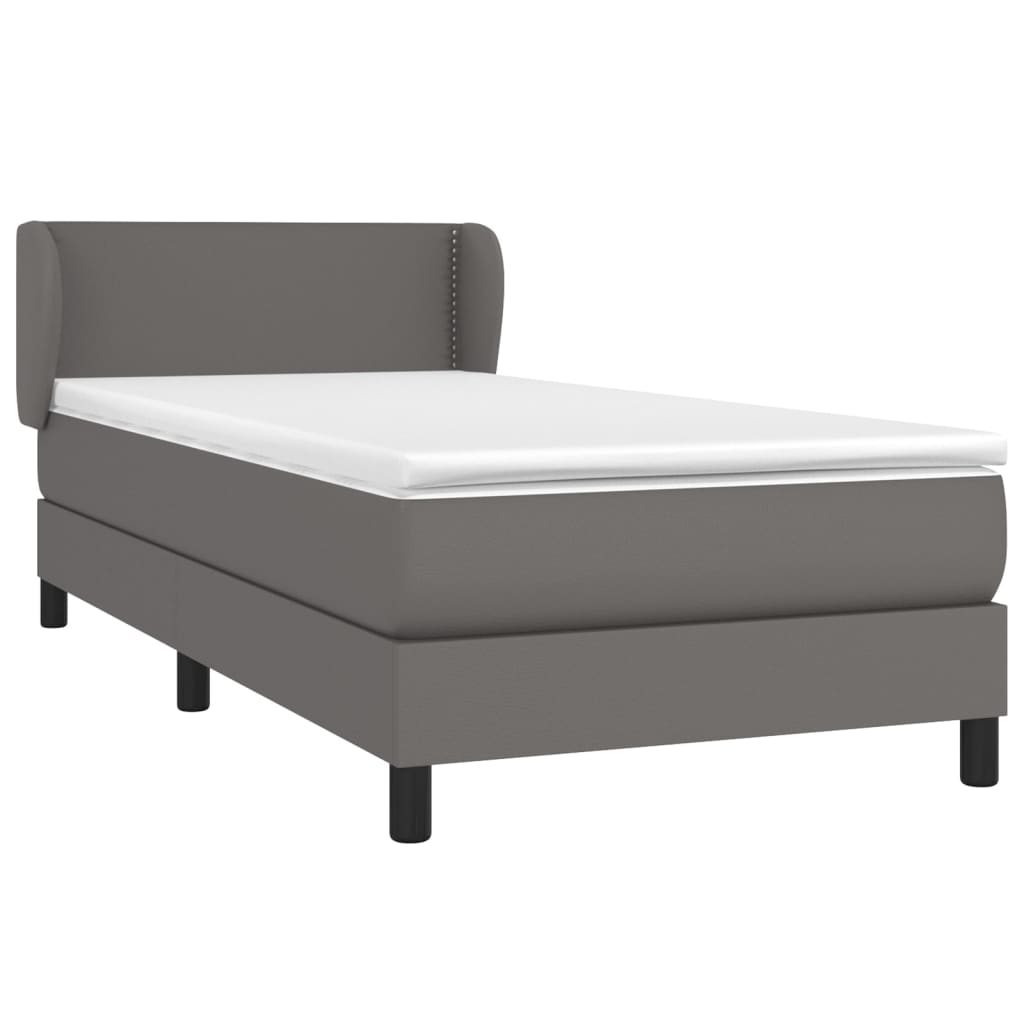 vidaXL Box spring postel s matrací šedá 90x190 cm umělá kůže