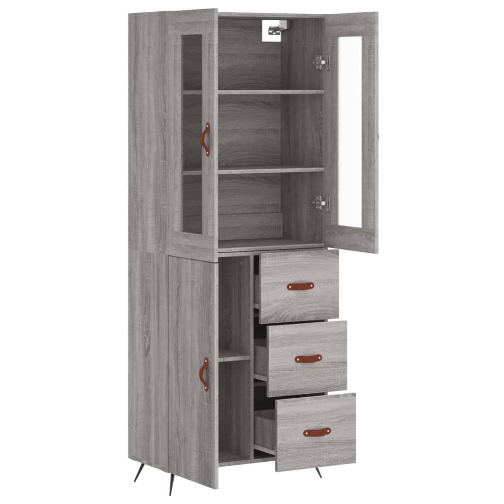 vidaXL Skříň highboard šedá sonoma 69,5 x 34 x 180 cm kompozitní dřevo