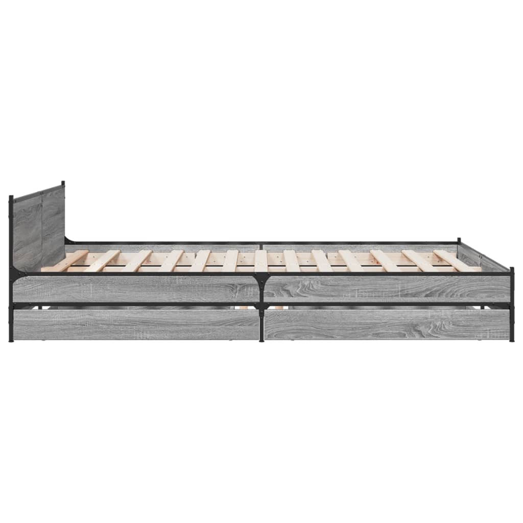 vidaXL Rám postele se zásuvkami šedý sonoma 140 x 190 cm kompozit