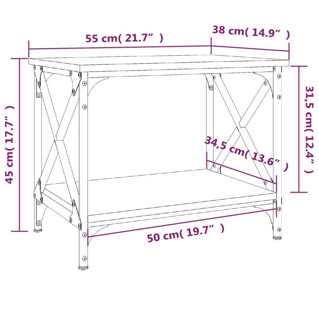 vidaXL Odkládací stolek černý 55 x 38 x 45 cm kompozitní dřevo