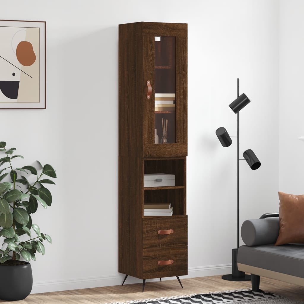 vidaXL Skříň highboard hnědý dub 34,5 x 34 x 180 cm kompozitní dřevo