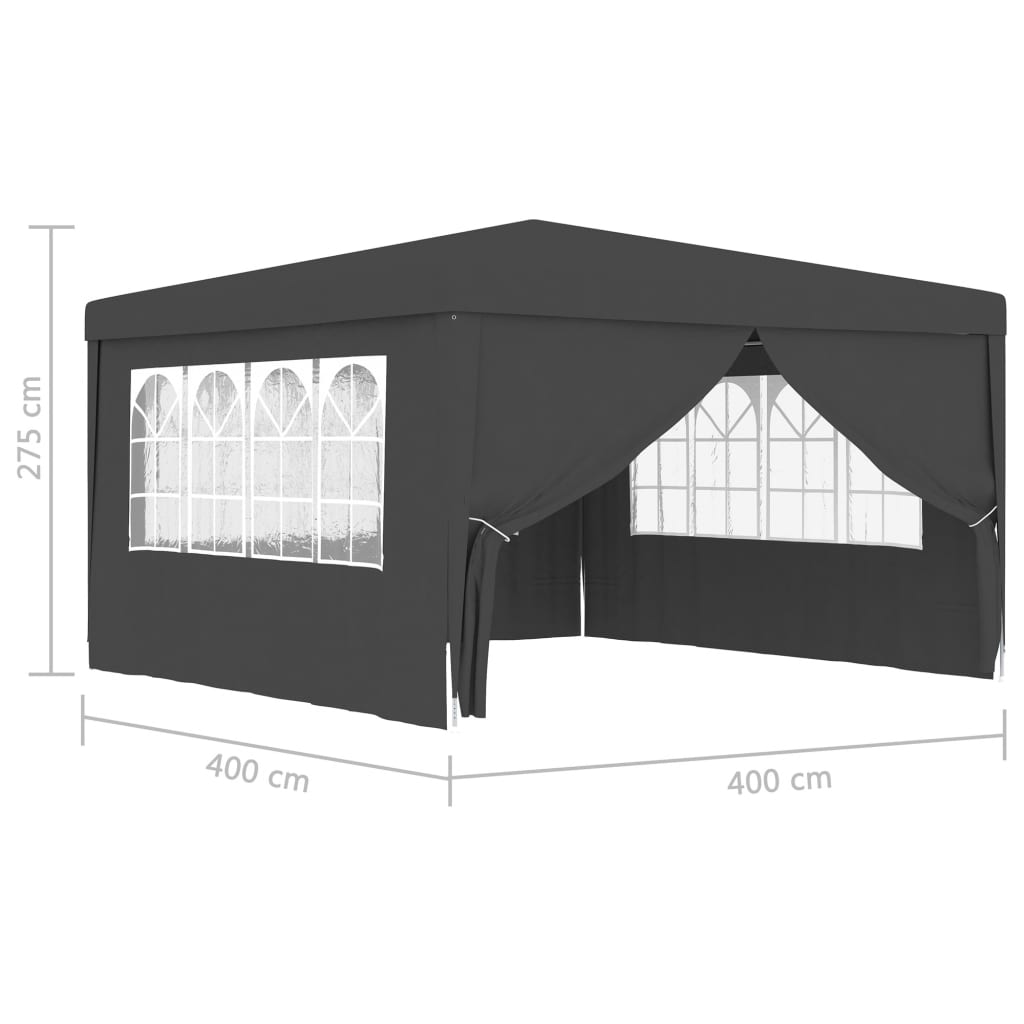 vidaXL Profesionální party stan s bočnicemi 4x4 m antracitový 90 g/m²