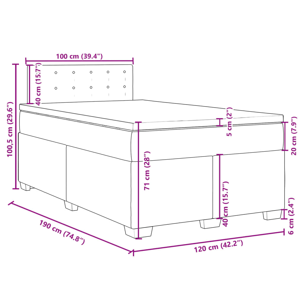 vidaXL Box spring postel s matrací modrá 120 x 190 cm samet