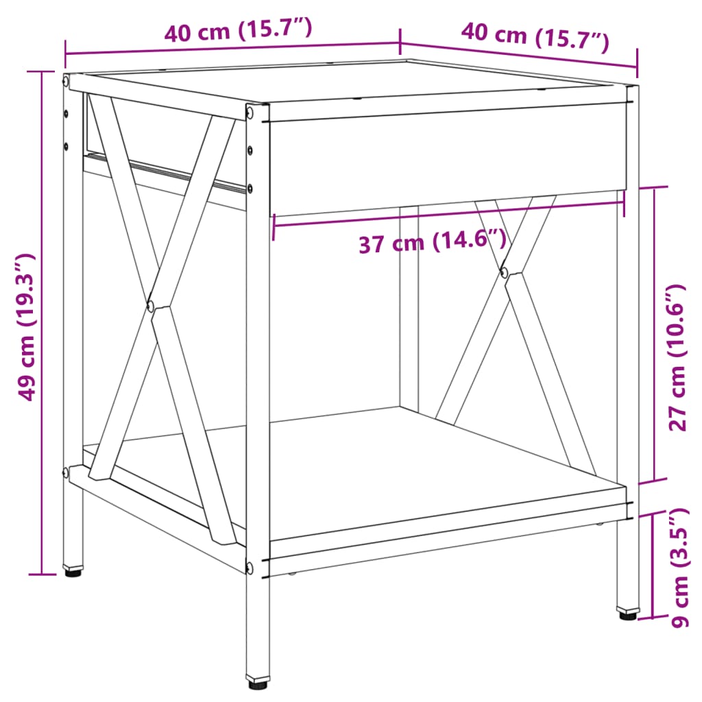 vidaXL Konferenční stolek s Infinity LED kouřový dub 40 x 40 x 49 cm