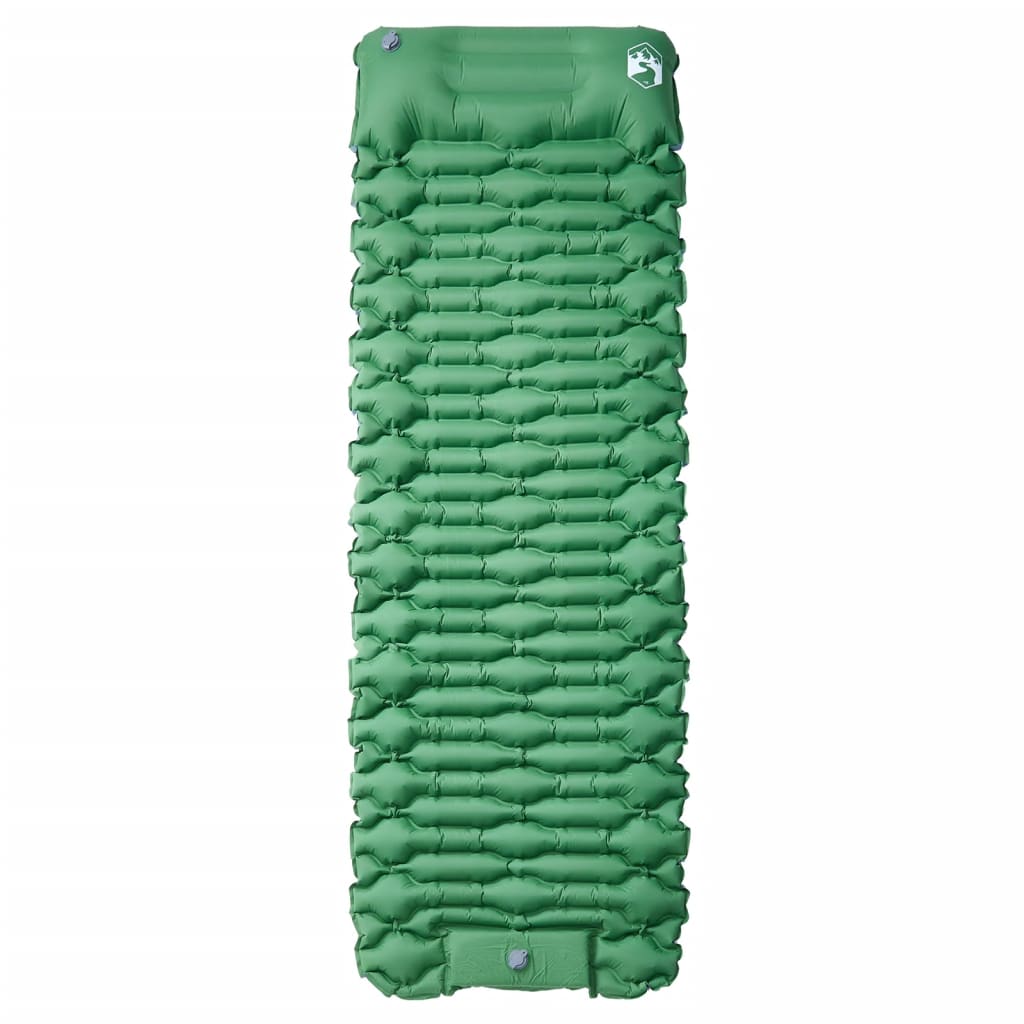 vidaXL Samonafukovací kempingová matrace s polštářem 1 osoba zelená