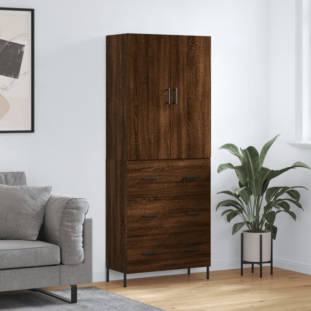 vidaXL Skříň highboard hnědý dub 69,5 x 34 x 180 cm kompozitní dřevo