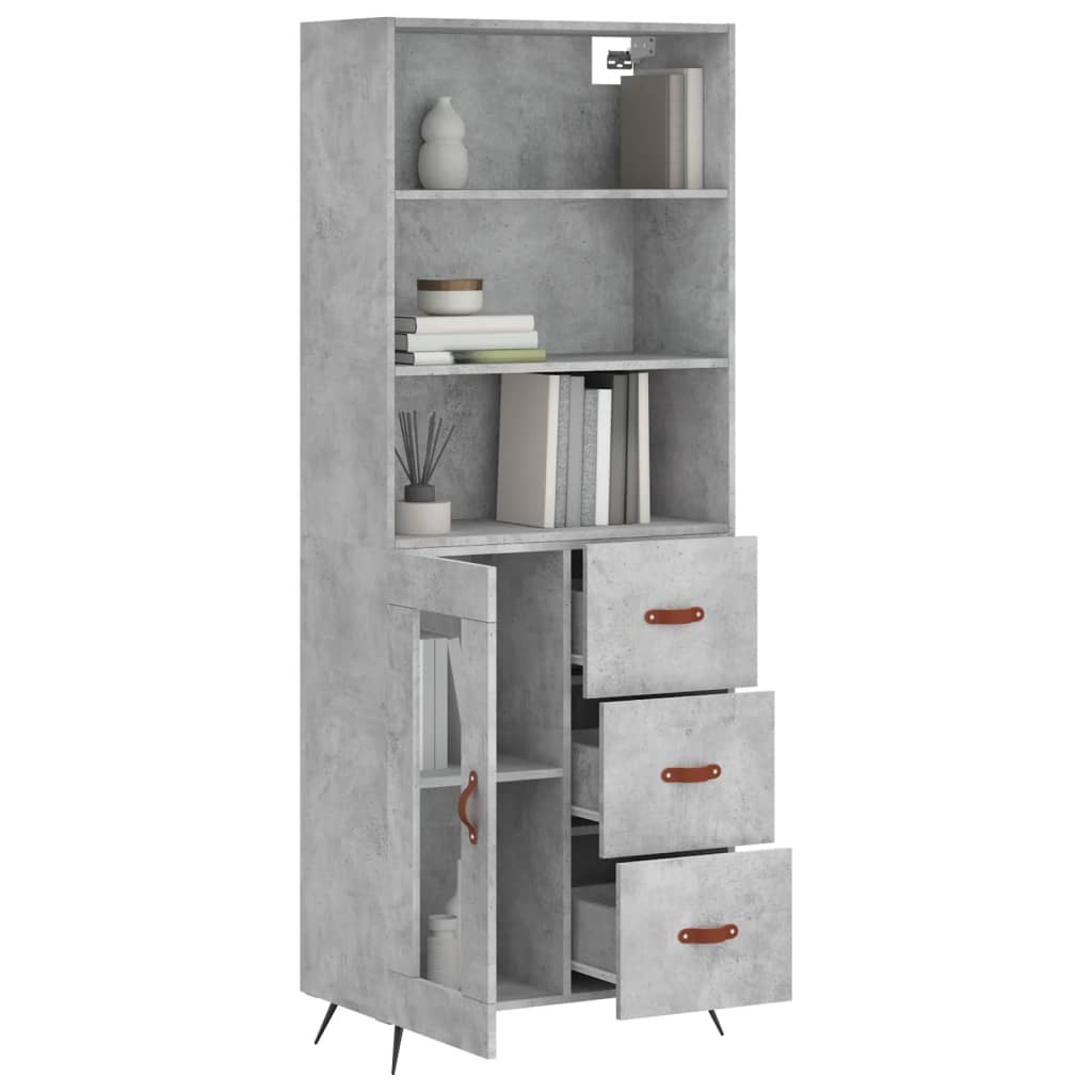 vidaXL Skříň highboard betonově šedá 69,5x34x180 cm kompozitní dřevo