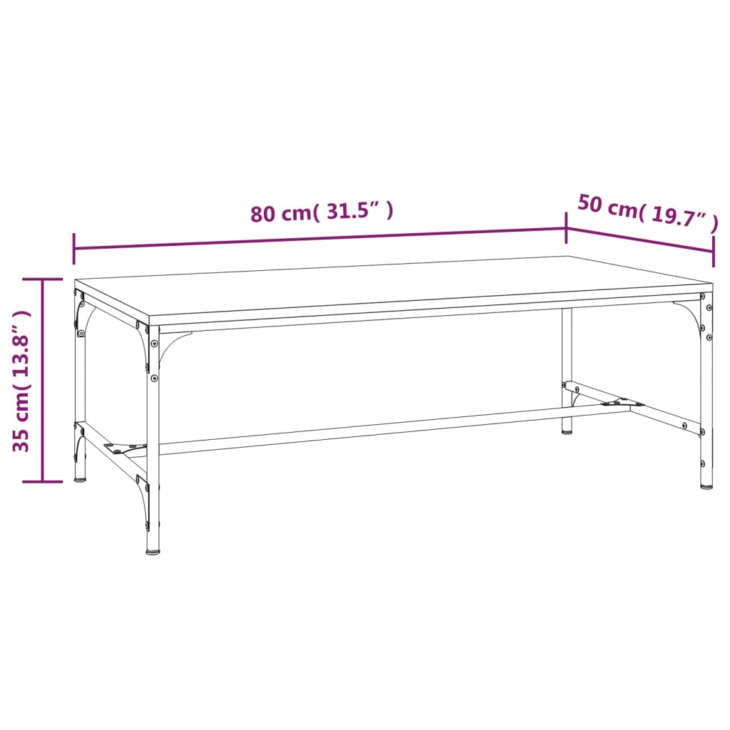 vidaXL Konferenční stolek kouřový dub 80x50x35 cm kompozitní dřevo