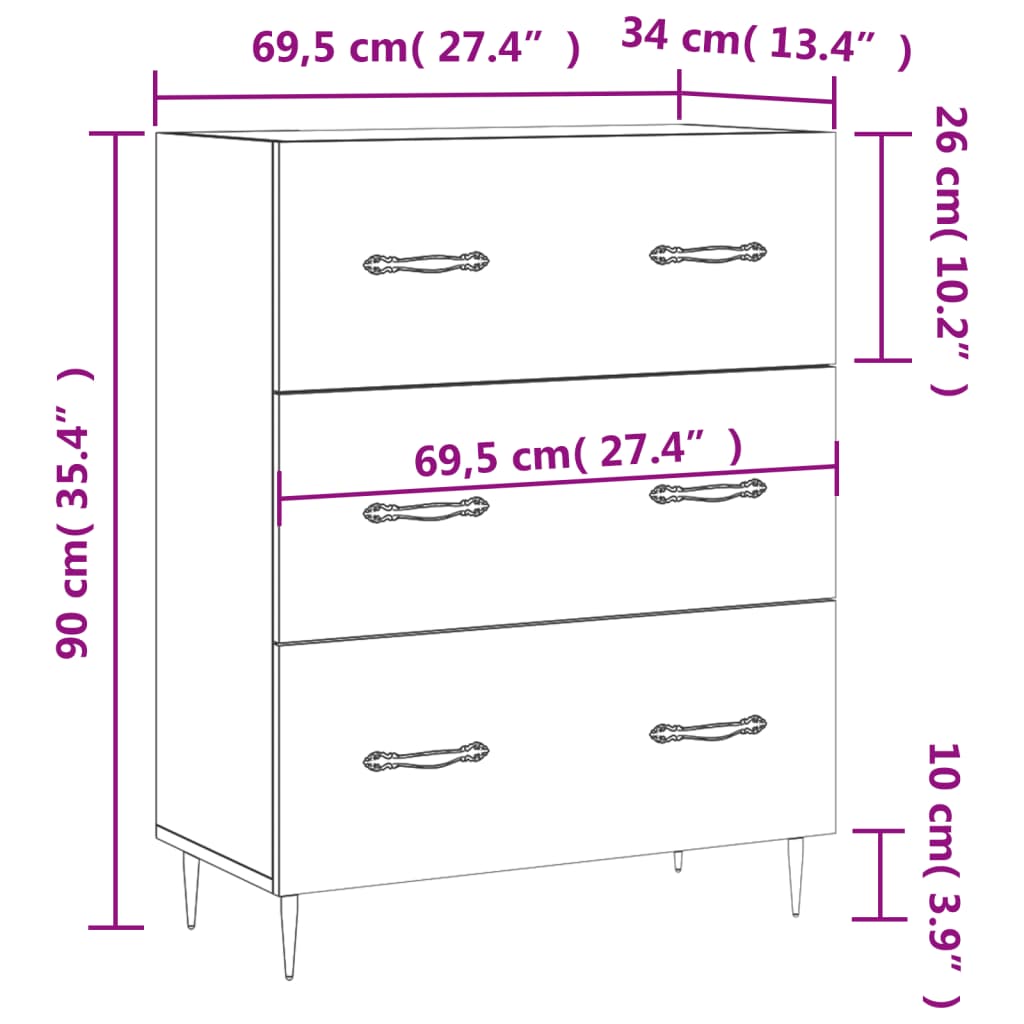 vidaXL Příborník kouřový dub 69,5 x 34 x 90 cm kompozitní dřevo