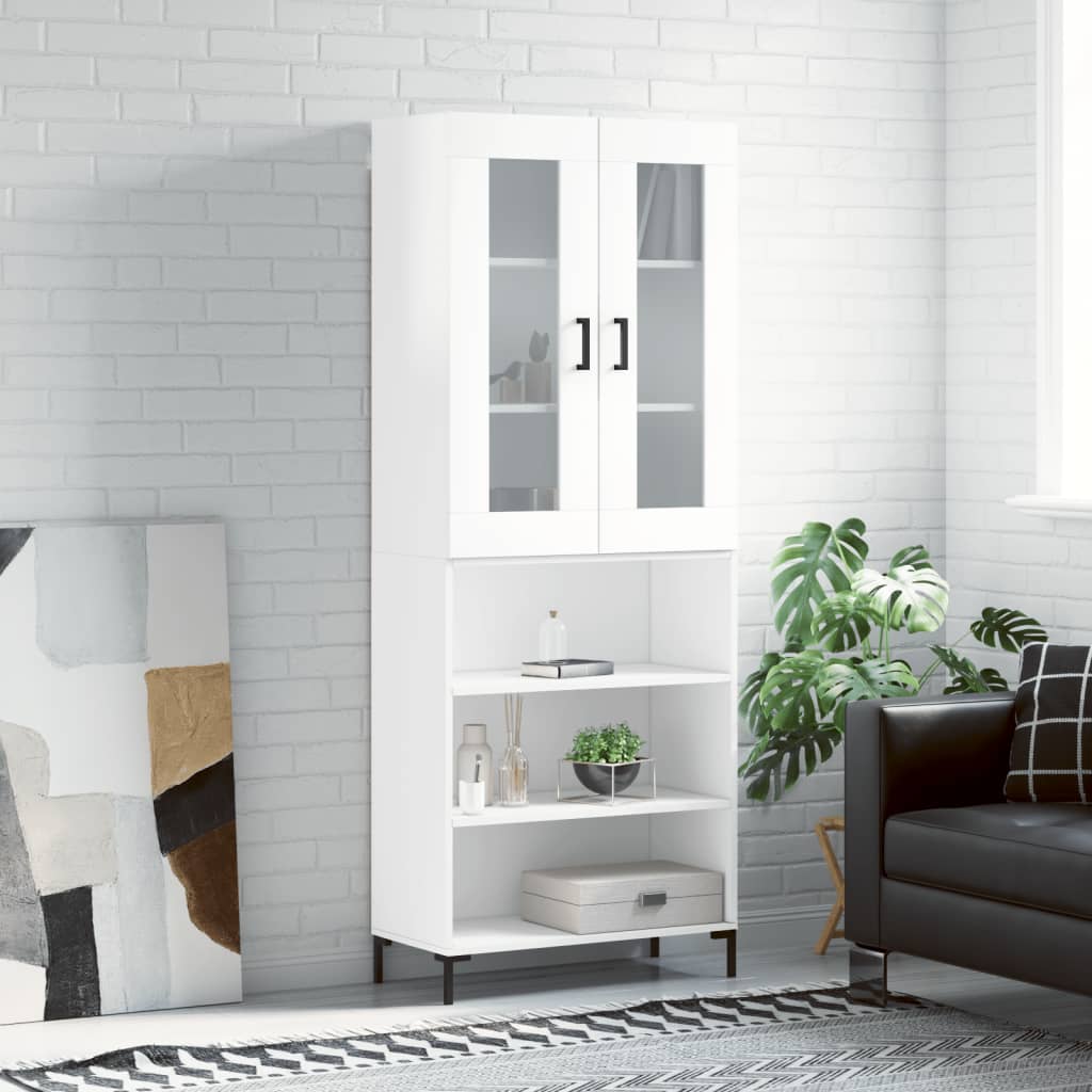 vidaXL Skříň highboard lesklá bílá 69,5 x 34 x 180 cm kompozitní dřevo