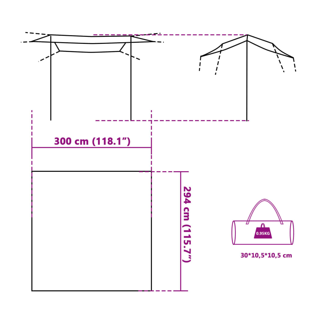 vidaXL Kempingová plachta šedá a oranžová 300 x 294 cm nepromokavá