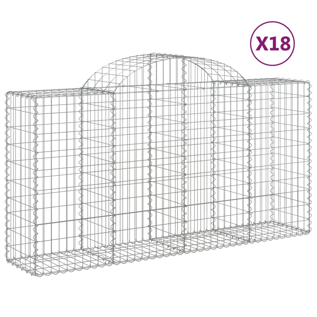 vidaXL Klenuté gabionové koše 18ks 200x50x100/120cm pozinkované železo