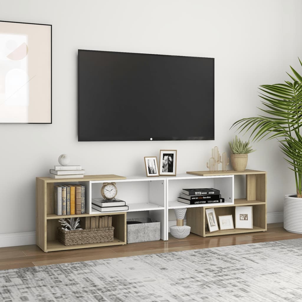 vidaXL TV skříňka bílá a dub sonoma 149 x 30 x 52 cm kompozitní dřevo