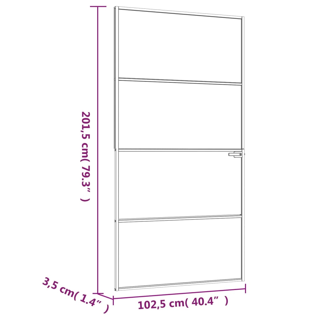 vidaXL Interiérové dveře bílé 102x201,5 cm tvrzené sklo a hliník úzké