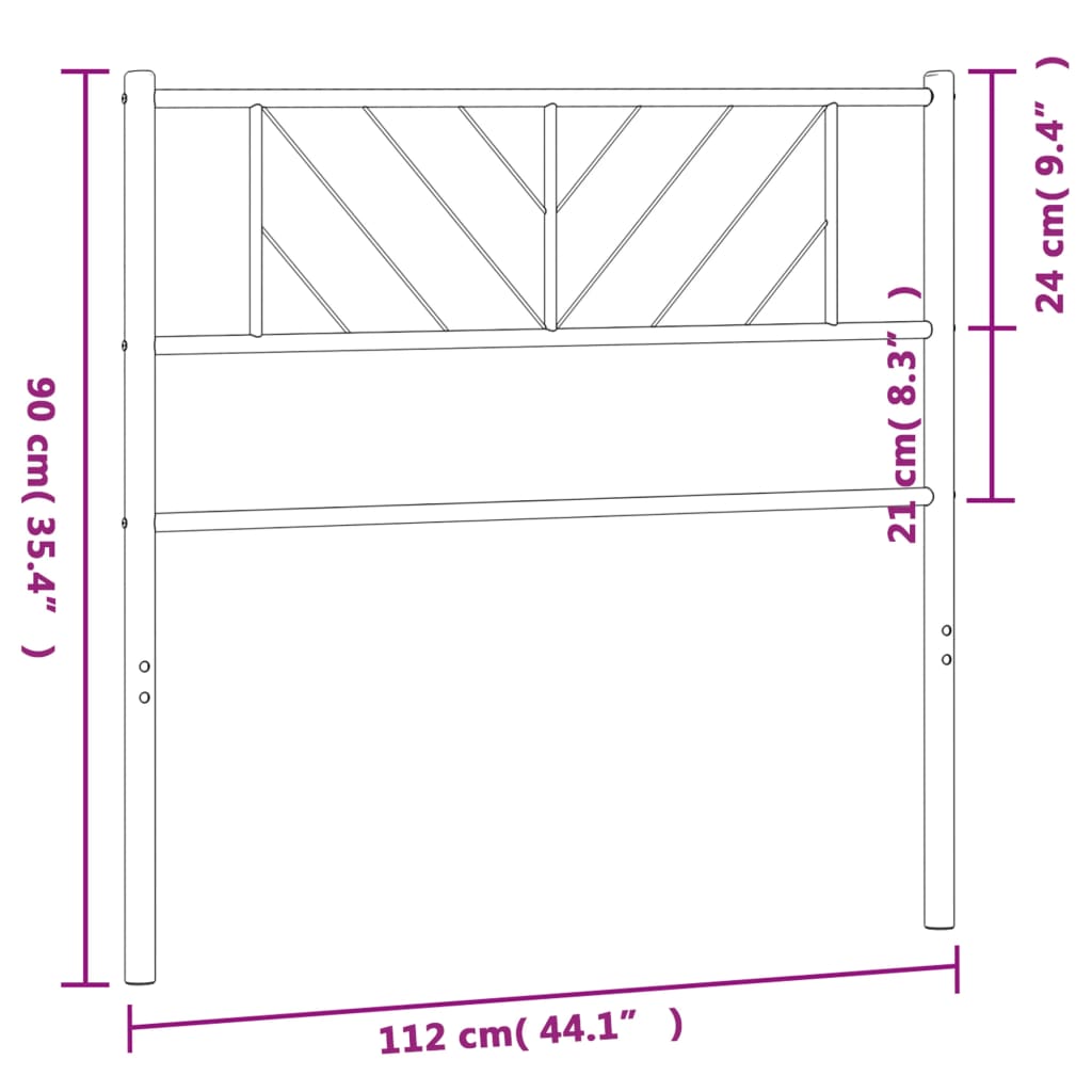 vidaXL Kovové čelo postele bílé 107 cm