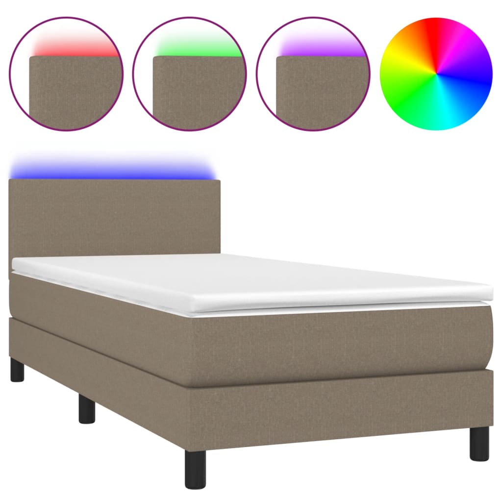 vidaXL Box spring postel s matrací a LED taupe 80 x 200 cm textil