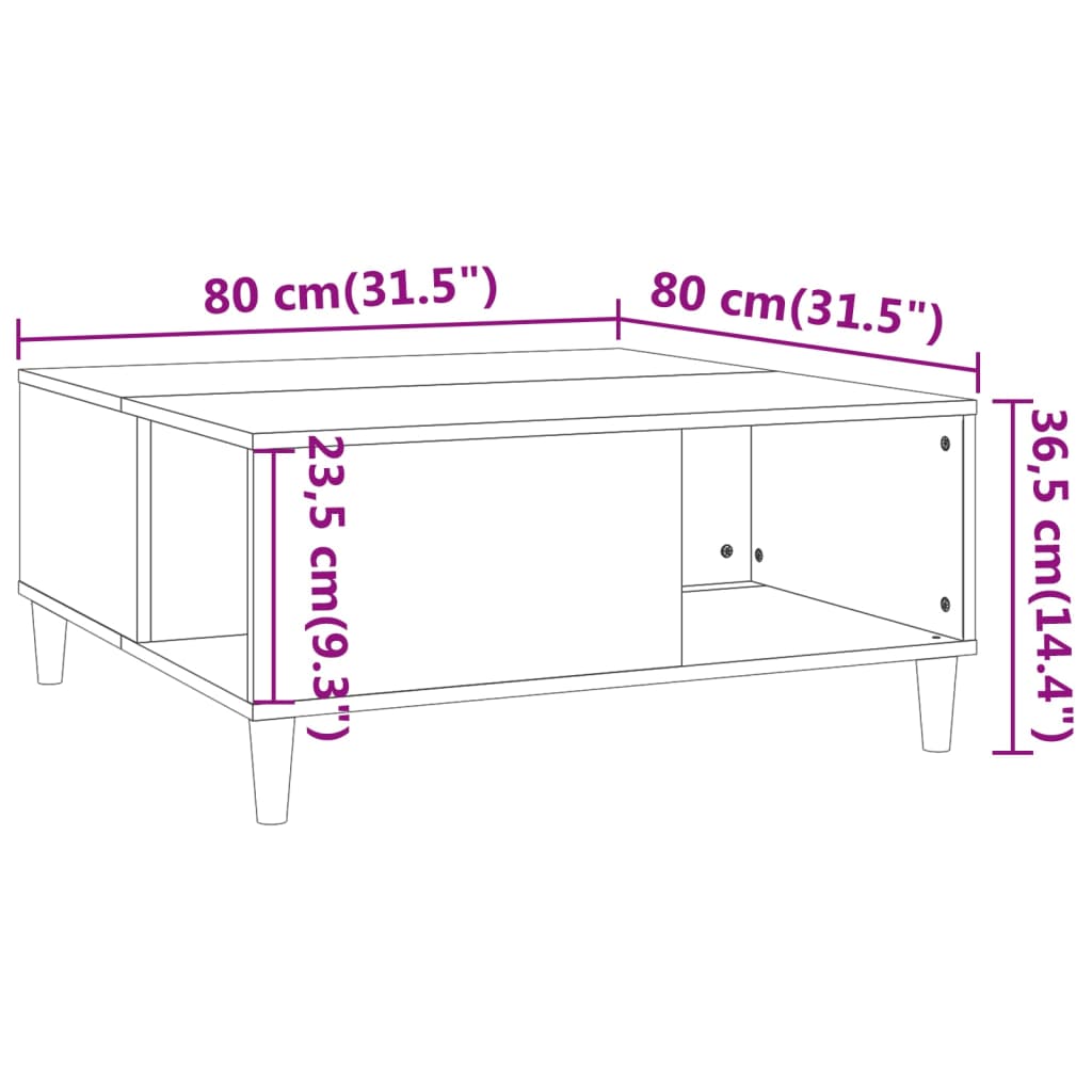 vidaXL Konferenční stolek kouřový dub 80x80x36,5 cm kompozitní dřevo