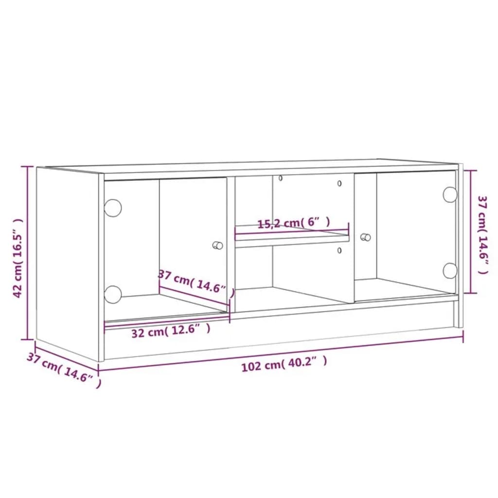 vidaXL TV skříňka se skleněnými dvířky bílá 102x37x42 cm