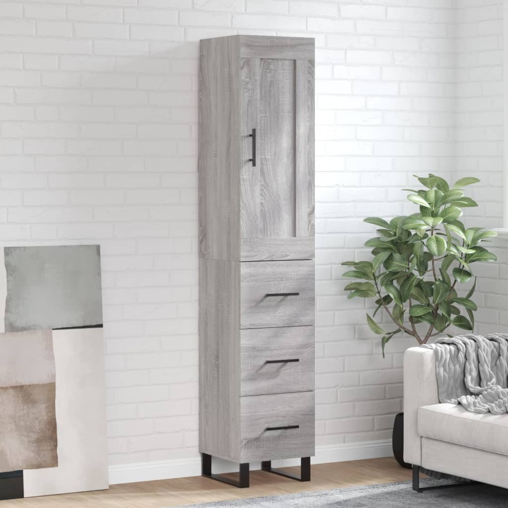 vidaXL Skříň highboard šedá sonoma 34,5 x 34 x 180 cm kompozitní dřevo