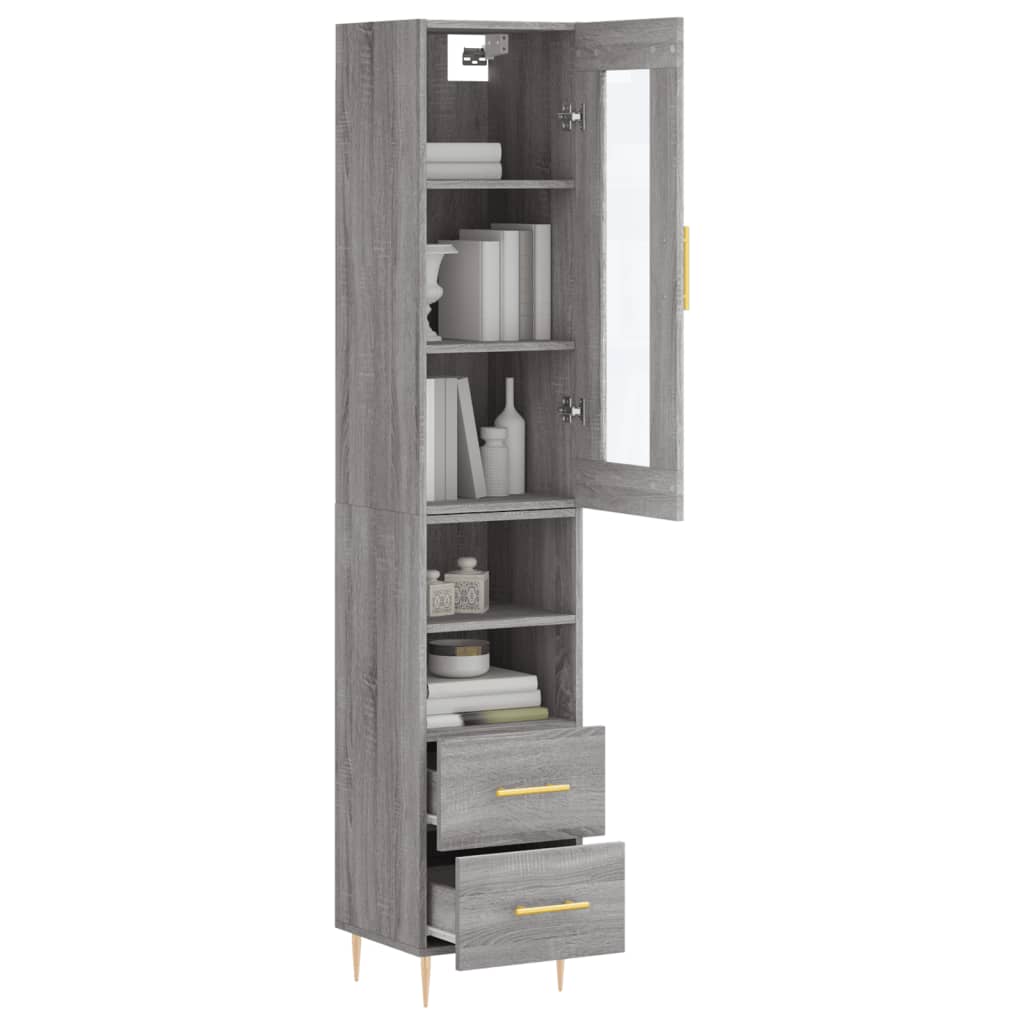 vidaXL Skříň highboard šedá sonoma 34,5 x 34 x 180 cm kompozitní dřevo