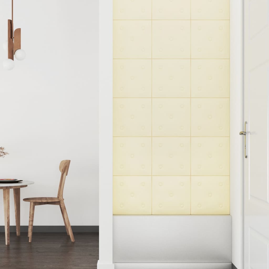 vidaXL Nástěnné panely 12 ks krémové 30 x 30 cm umělá kůže 1,08 m²