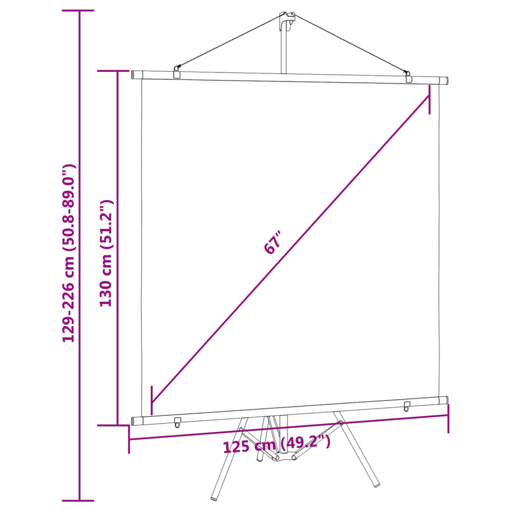 vidaXL Projekční plátno se stativem 67" 1 : 1