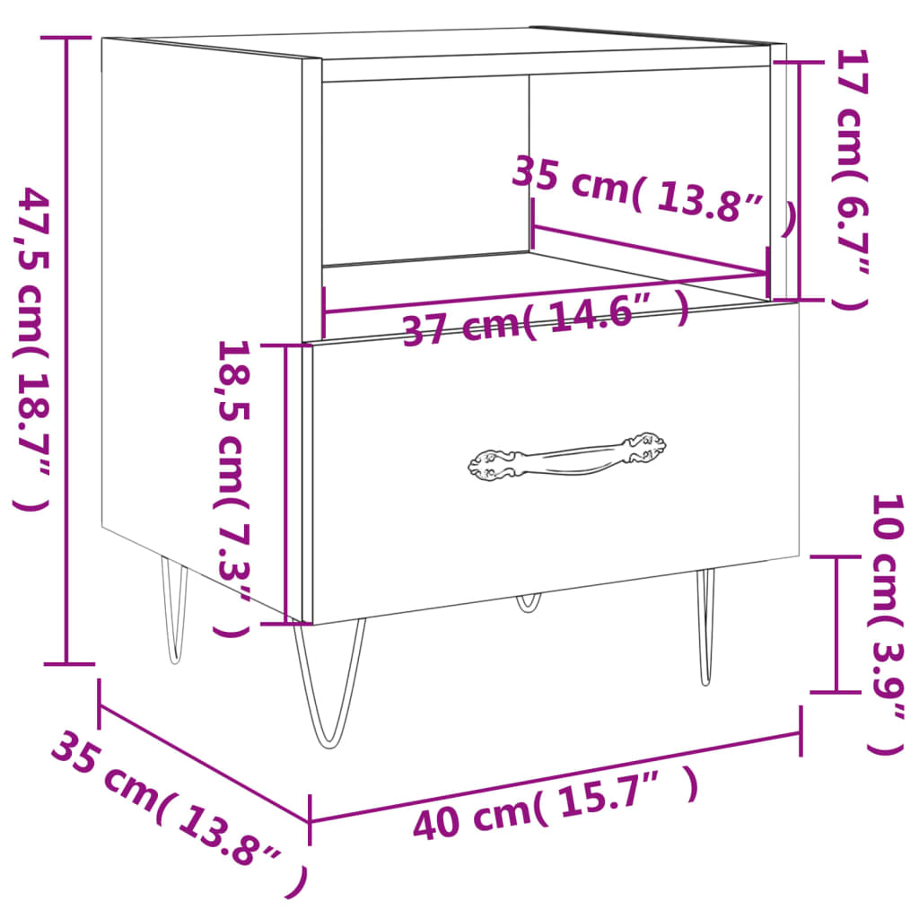 vidaXL Noční stolky 2 ks černé 40 x 35 x 47,5 cm kompozitní dřevo