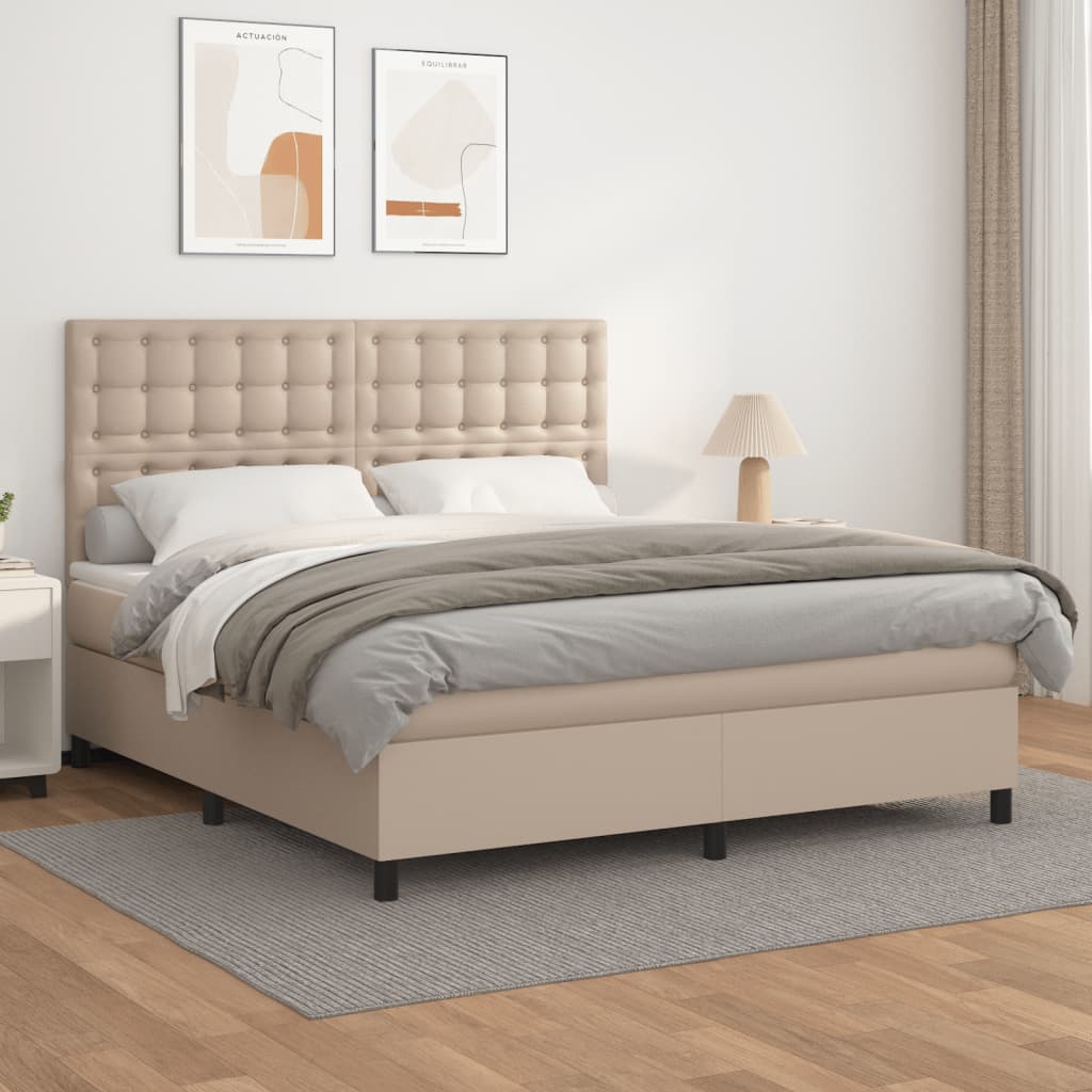 vidaXL Box spring postel s matrací cappuccino 160x200 cm umělá kůže