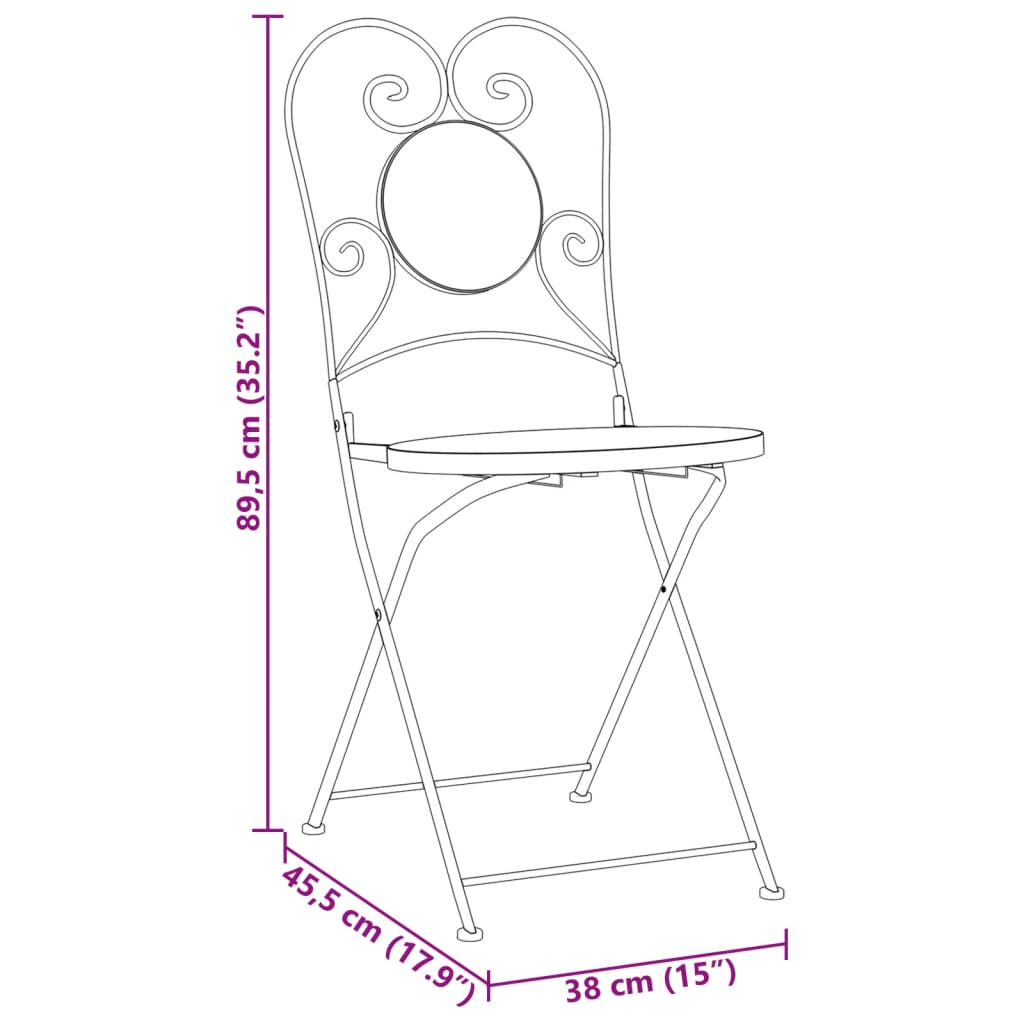 vidaXL Mozaikový bistro set terakotový a bílý železo a keramika