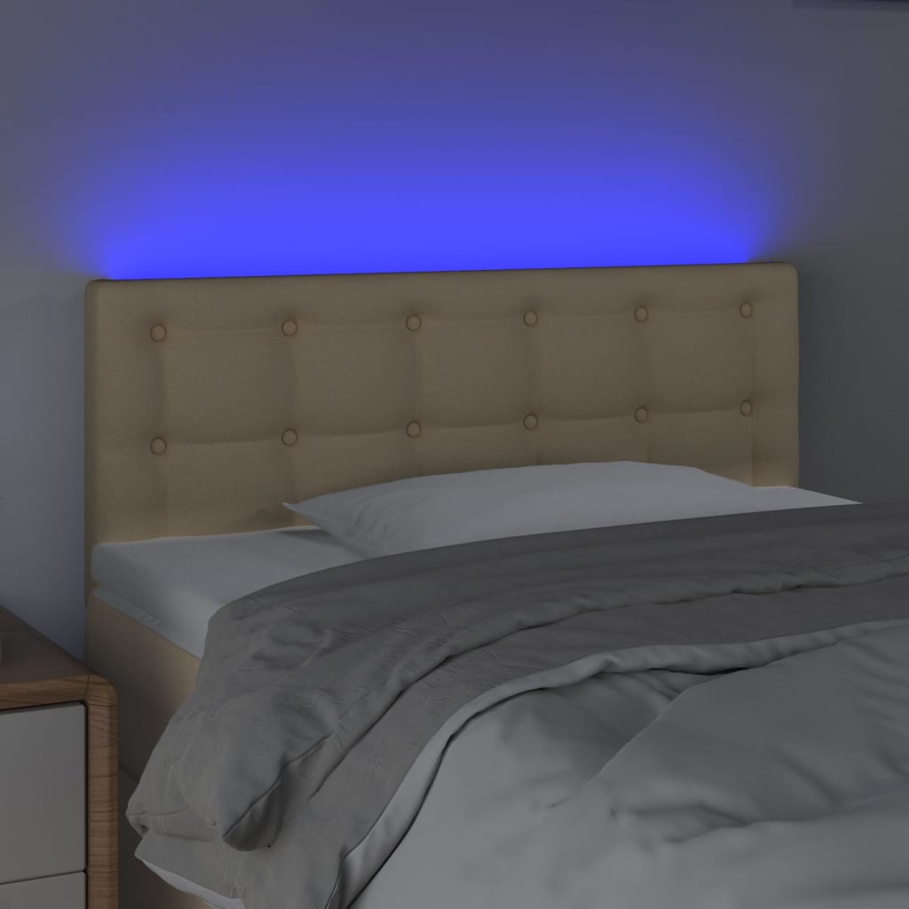 vidaXL Čelo postele s LED krémové 80 x 5 x 78/88 cm textil