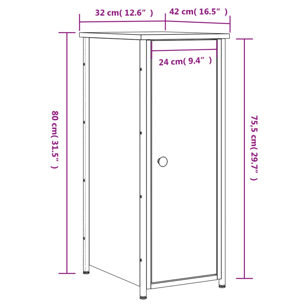 vidaXL Noční stolky 2 ks hnědý dub 32 x 42 x 80 cm kompozitní dřevo